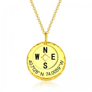 Personalized Compass Necklace in Gold