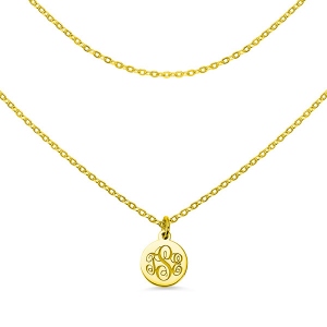 Personalized Gothic Letters Engraved Disc Choker Necklace in Gold