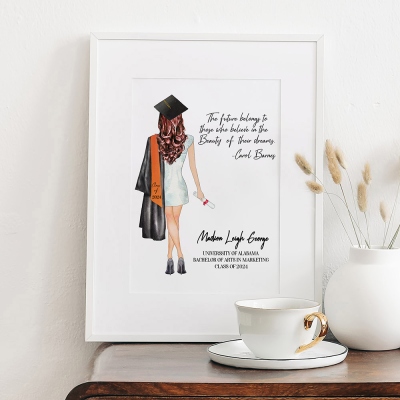 Personalized Graduation Keepsake Print Gift for Her