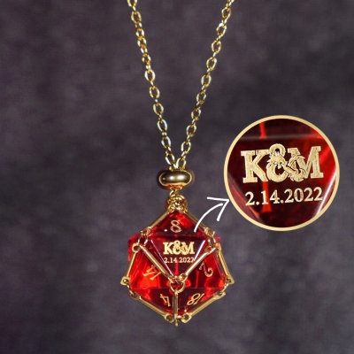 Custom D20 Dice Cage Necklace, Crystal Cage Necklaces Holder, Valentine's Day Gift for DND Lovers