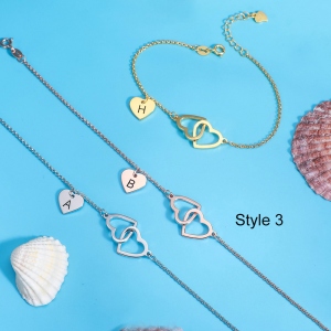Personalized Bar Anklet Initial Anklet Heart Anklet