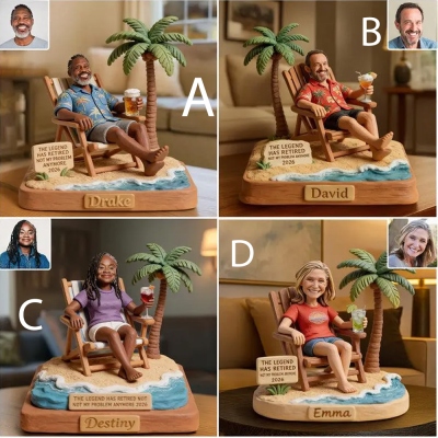 Plaque personnalisée « Retraité » avec photo et nom, portrait en acrylique sur le thème des vacances, décoration de bureau et de maison, cadeau de retraite pour la famille et les amis