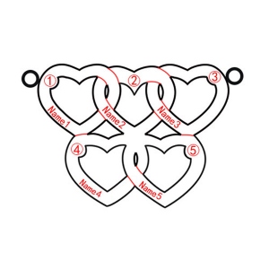 Engraved Five Hearts Necklace With Birthstones In Gold