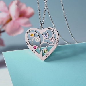 tree necklace with birthstone