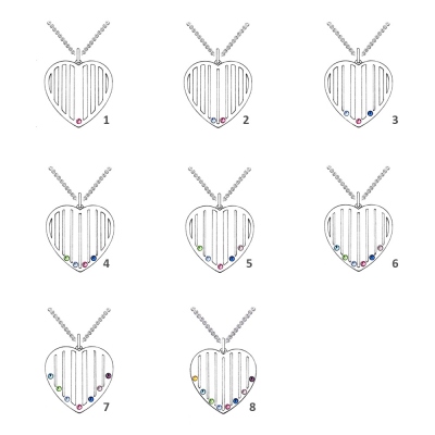 Collier de famille personnalisé avec coeur de naissance