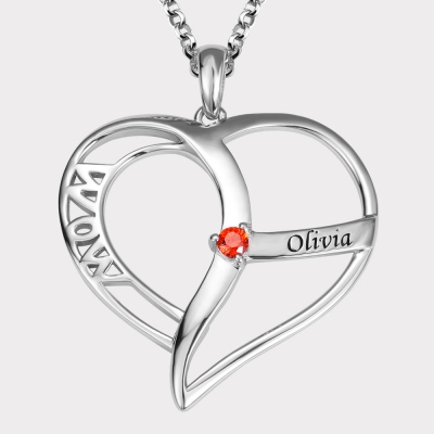 Personalized 1 Name and 1 Birthstone Family Necklace for Mother