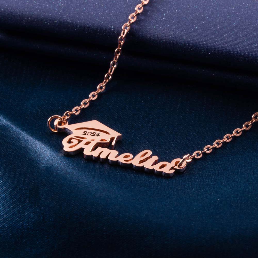 Personalized Bachelor Cap Name Necklace Graduation Gifts