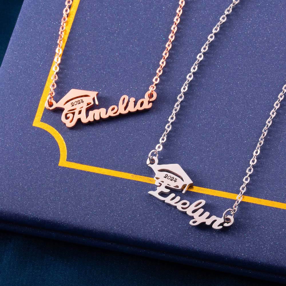 Personalized Bachelor Cap Name Necklace Graduation Gifts