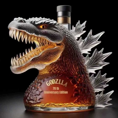 Monster Themed Whiskey Decanter Bottle, Unique Heavy Glass Liquor Bottle with Bold Design, Cool Gift for Men & Movie Fans