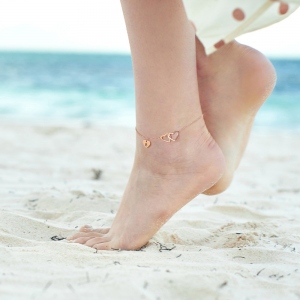 Personalized Bar Anklet Initial Anklet Heart Anklet