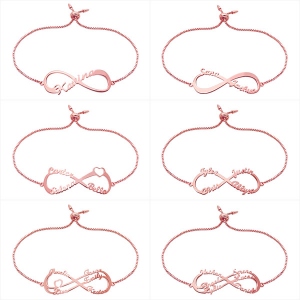Engraved Infinity Bracelet in Rose Gold