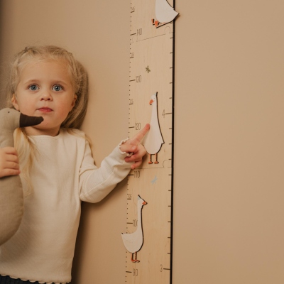 Personligt tillväxtdiagram för barnrum i bondgårdsstil med namn, gåskonstverk i trä, vägglinjal, rumsdekor, babyshower/födelsedagspresent för nyfödda/barn