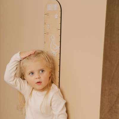 Personligt tillväxtdiagram för barnrum i bondgårdsstil med namn, gåskonstverk i trä, vägglinjal, rumsdekor, babyshower/födelsedagspresent för nyfödda/barn