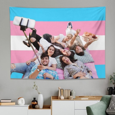 Op maat gemaakt wandtapijt met kleurrijke strepen van de Amerikaanse vlag, een schattige patriottische wandbanner, kamerdecoratie, cadeau voor Amerikaanse familie/dierenliefhebbers/vrienden.