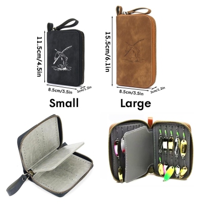 Gepersonaliseerde leren opbergtas met naam voor vislokken, draagbare opbergtas met ritssluiting voor spinners en lepels, organizer voor outdoor visgerei, cadeau voor visliefhebbers/vaders/mannen