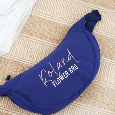 Personalized Embroidered Bride Team Crescent Crossbody Bag, Soft Sling Fanny Zipper Pouch, Wedding Bride Shower Organizer, Gift for Bridesmaids/Ladies