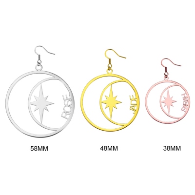Personalized Name North Star Earrings