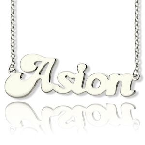 Personalized Solid White Gold BANANA Font Style Name Necklace