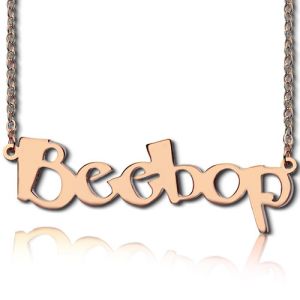 Solid Rose Gold Personalized Beetle Font Letter Name Necklace