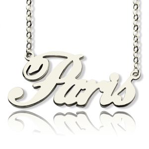 Name Necklace Solid White Gold