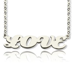 Solid White Gold Capital Puff Font Name Necklace