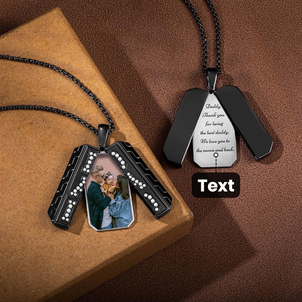 Custom Men Locket Necklace with Birthstone and Photo, Dad Necklace, Father's Day Gift for Dad/Grandfather/Boyfriend