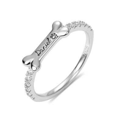 Gravierter Haustier Ring in Ohr- und Knochenform