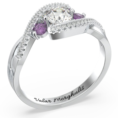 3 Stone Swirl Bypass Promise Ring