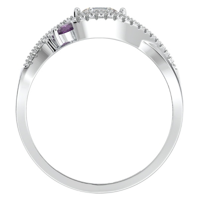 3 Stone Swirl Bypass Promise Ring