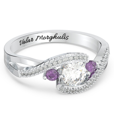 3 Stone Swirl Bypass Promise Ring