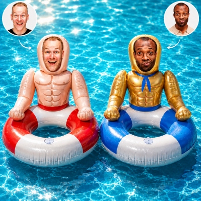 Custom Photo Face Inflatable Pool Float, Funny Muscle Man Shaped Swimming Ring, Summer Pool Beach Party Favor, Gift for Family/Friends/Swimming Lovers