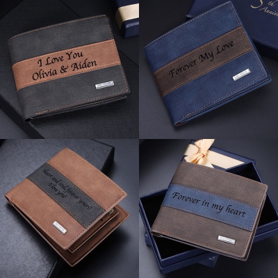Engraved Wallet For Him Men's Wallet with Text