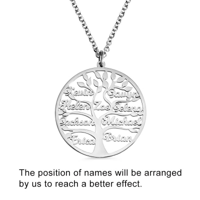 Personalized 1-9 Names Family Tree of Life Necklace, Mother's Day Birthday Gift for Mom Grandma