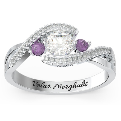 3 Stone Swirl Bypass Promise Ring