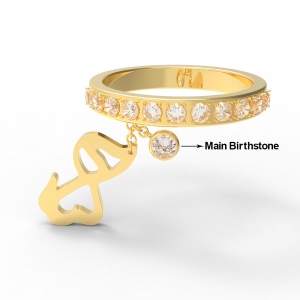 Personalized Birthstone Ring with Dog