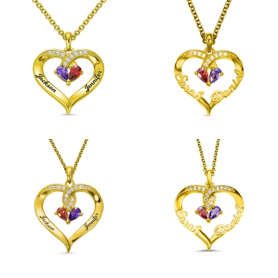 Forever Together Birthstone Name Heart Necklace