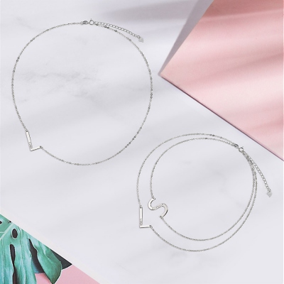 Personalized Sideways Initial Name Necklace