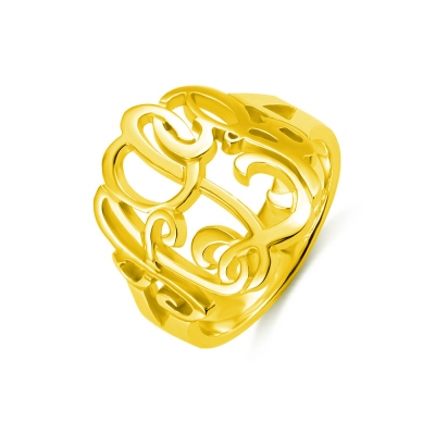 Personalized Hand Drawing Monogrammed Ring Gift