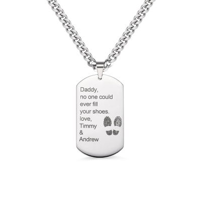 Father's Day Gift: Titanium Steel Dog Tag Name Necklace