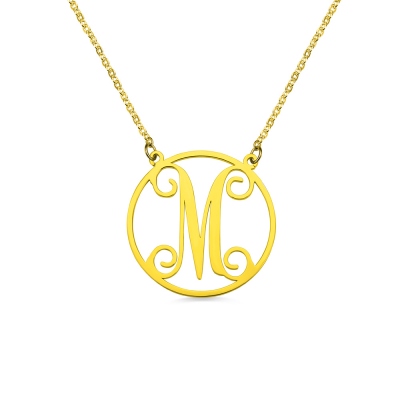 18K Gold Plated Single Monogram Letter Necklace