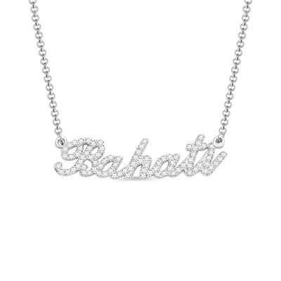 Sterling Silver Full Birthstone Carrie Name Necklace