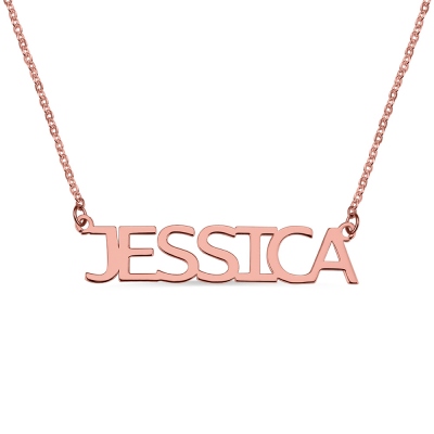Block Letter Name Necklace Rose Gold - "Jessica"