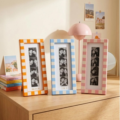 Preppy Checkered Photo Booth Frame, 2x6 2x8 1.6x8 Vertical Photo Strip Frame, Wall, Tabletop Frames For Aesthetic Home Accent, Couples Gift