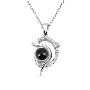 Personalized Projection Name Necklace That Says I Love You in 100 Languages Sterling Silver