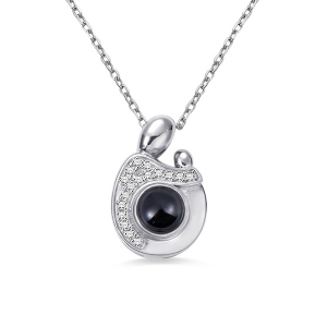 Personalized Projection Name Necklace That Says I Love You in 100 Languages Sterling Silver