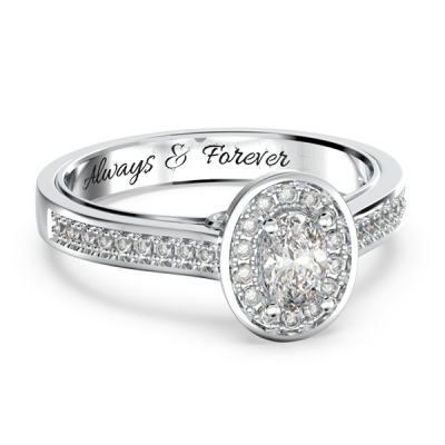 Oval Halo Gemstone Engagement Ring