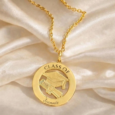 Personligt namnhalsband med examensmössa, eleganta examenssmycken i sterlingsilver 925, gymnasie-/universitetsexamen, minnespresent till akademiker