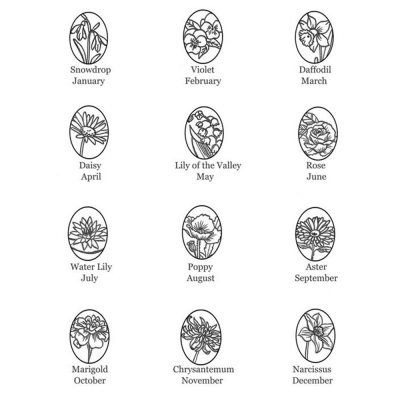 Personalized Birth Flower Signet Ring