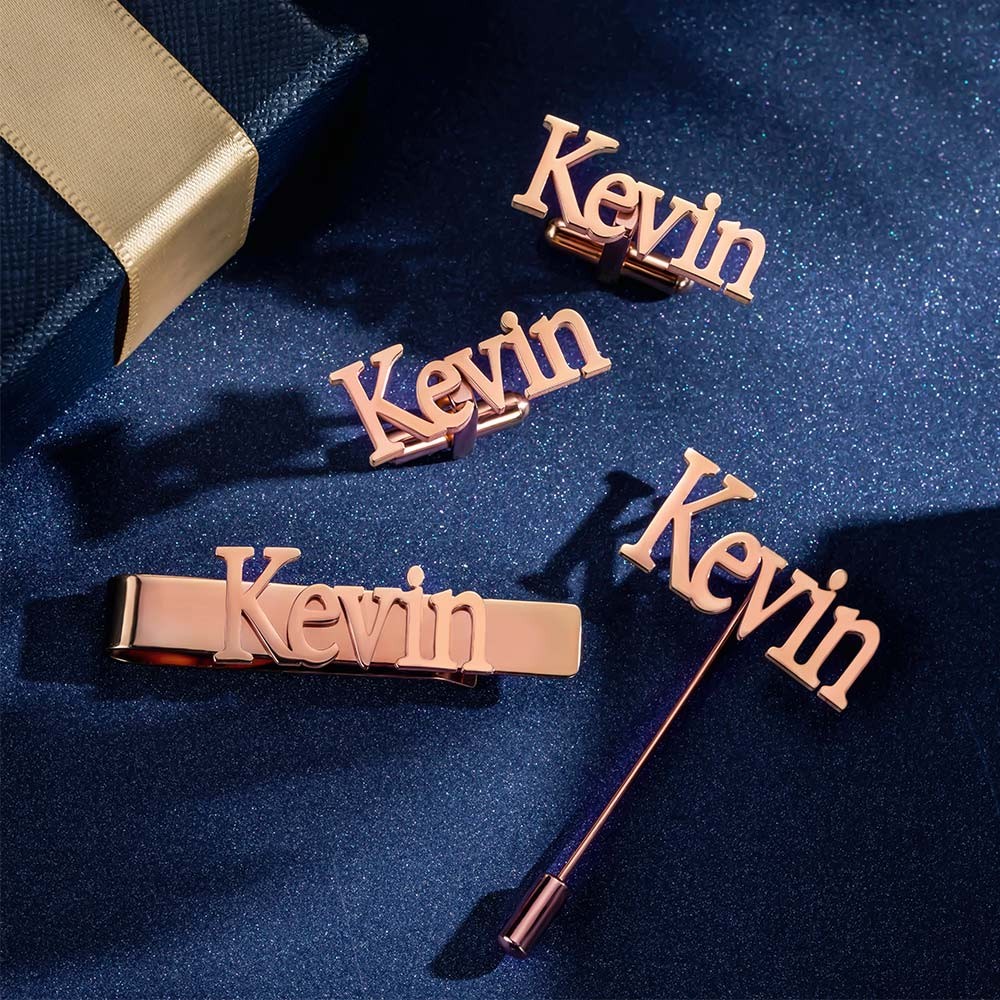 Boutons de manchette personnalisés/épingle à revers/barre à cravate avec initiale ou nom, fête des pères, anniversaire, mariage, cadeau d'anniversaire pour hommes