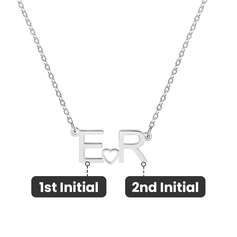 Personalized Dainty Double Initial Necklace with Tinny Heart, Couple  Necklace, Simple Necklace, Birthday Anniversary Valentine's Day Gift for Her